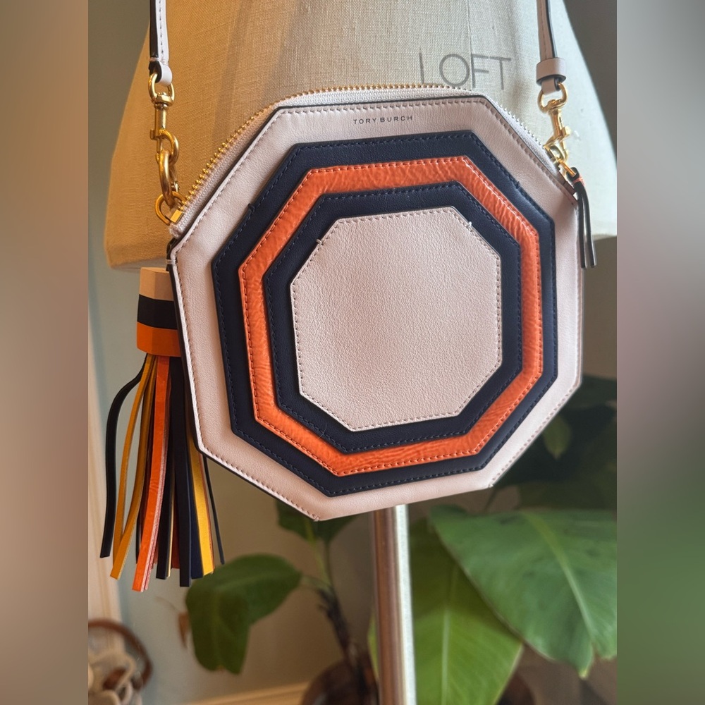NWT Tory Burch Octagon Crossbody Bag - Pink, Orange, and Navy